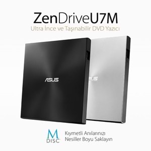 ASUS 8x ZENDRIVE SDRW-08U7M-U USB 2.0 Slim Harici DVD Yazıcı Siyah