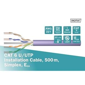 DIGITUS CAT6 Utp 23AWG Turuncu 500m Makara Saf Bakır Kablo 0.50mm DK-1613-VH-5-OR