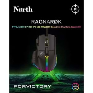 NORTH Ragnarok USB 12800dpi Gaming Siyah Mouse RGB