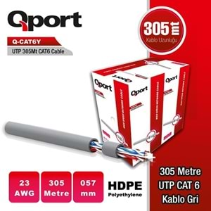 QPORT CAT6 Utp 23AWG Gri 305m Kablo Q-CAT6Y