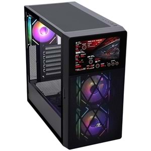 POWERBOOST PB-P4367BB 3-RGB FANLI LCD EKRANLI GAMING MID-TOWER PC KASASI