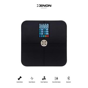 XENON Smart X8702 Su Kas Vücut Kitle Endeksi Kilo Ölçer Tartı Bluetooth Bağlantılı,Nabız Ölçümlü