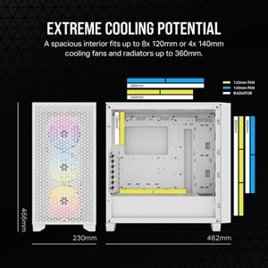 CORSAIR 3000D CC-9011256-WW RGB GAMING MID-TOWER PC KASASI BEYAZ