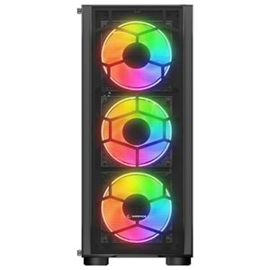 RAMPAGE 650W 80+ HOLLOW RGB FAN+ KONTROLCÜ GAMING MID-TOWER PC KASASI