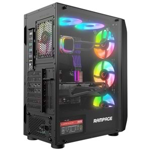 RAMPAGE 650W 80+ HOLLOW RGB FAN+ KONTROLCÜ GAMING MID-TOWER PC KASASI