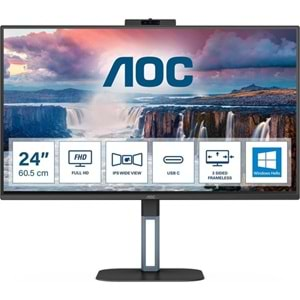 AOC 23.8” IPS 24V5CW/BK 1MS 75HZ HDM-DP WEB KAMERALI PIVOT MONİTÖR