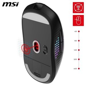 MSI GG VERSA 300 ELITE 26000dpi Kablosuz Bluetooth 5.3 Usb 2.0 Kablosuz Mouse