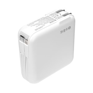 S-link G150 15000mAh Lightning+Type-C Kablolu Powerbank Beyaz PD22.5W LCD AC Prizli Taşınabilir Pil Şarj Cihazı