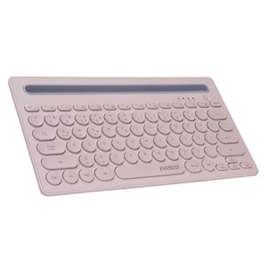 Everest KB-BT84 Pembe/Gri Bluetooth Ultra İnce+Şarjlı Q Mac/Win/Android/Ios Uyumlu Kablosuz klavye