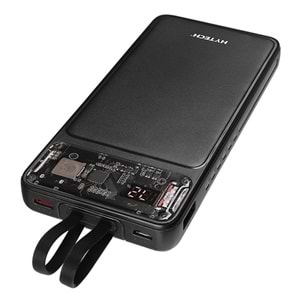 HYTECH H120 10000mAh HSC22.5W PD20W+QC3.0 18W Siyah LCD Şeffaf Taşınabilir Pil Şarj Cihazı Powerbank