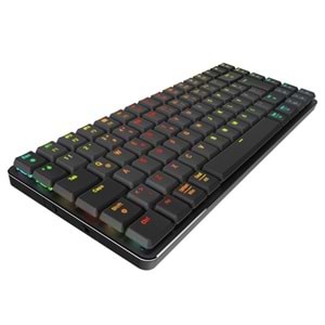 RAMPAGE W-GRANITE Siyah/Gri Low Profile BLUE SWITCH Q RGB Kablosuz+ BT Mekanik Gaming Oyuncu Klavye