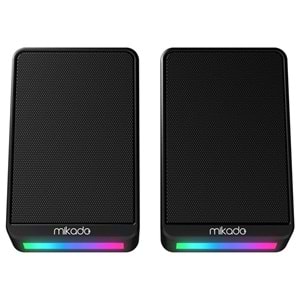 MIKADO MD-178 2.0 3W*2 Siyah RGB Aydınlatmalı USB + 3.5mm USB 5V Speaker Hoparlör