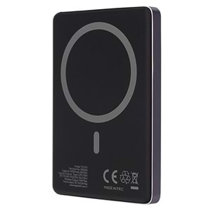 S-LINK MG105 5000mAh PD20W Magsafe 15W Kablosuz Type-C Mor Taşınabilir Metal Şarj Cihazı Powerbank