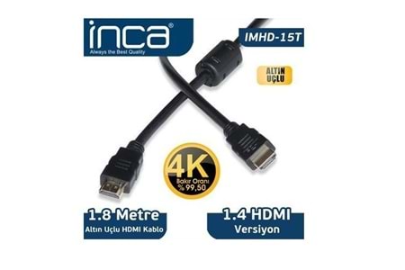 INCA IMHD-15T 1.8metre HDMI Görüntü Kablosu Gold 1.4v 4K