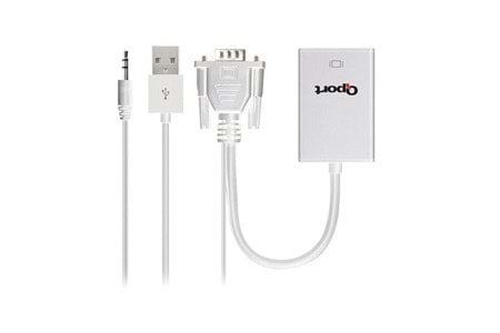 QPORT Q-VH 0.15metre VGA- HDMI Görüntü Adaptörü Beyaz Sesli 1080p