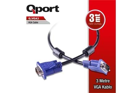 QPORT Q-VGA3 3metre VGA Görüntü Kablosu