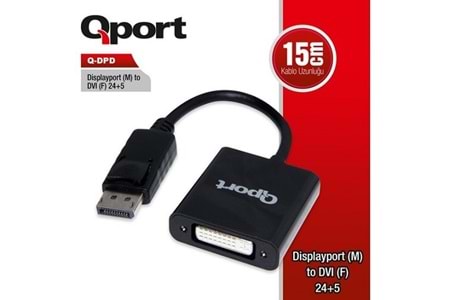 QPORT Q-DPD 0.15metre DP-DVI (24+5) Görüntü Adaptörü Beyaz 1080p