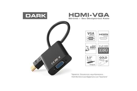 DARK DK-HD-AHDMIXVGA4 0.15metre HDMI-VGA (D) Görüntü Adaptörü Siyah 1080p