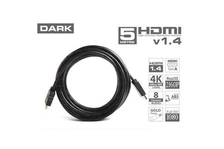 DARK DK-HD-CV14L500 5metre HDMI & HDMI Görüntü Kablosu 3D Gold 1.4v