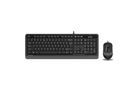 A4 TECH F1010 USB Q Trk Optic Mouse Siyah/Gri Standart Klavye - Mouse Set