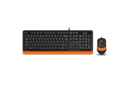A4 TECH F1010 USB Q Trk Optic Mouse Siyah/Turuncu Standart Klavye - Mouse Set