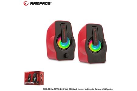 RAMPAGE RMS-G7 Falsetto 1+1 USB Kırmızı 6w Hoparlör RGB Ledli