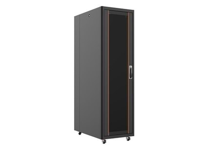 AGER 22U 600x1000mm Dikili Tip Siyah Kabinet Vega AG-VB22U6010S1 Cam Kapak