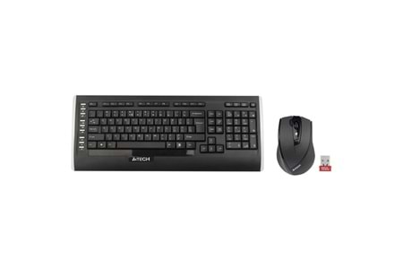 A4 TECH 9300F Kablosuz Q Trk V-Track Mouse Siyah Multimedya Klavye - Mouse Set