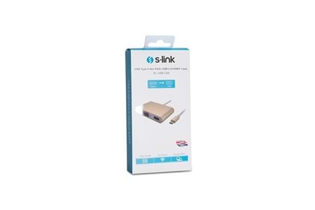 S-LINK SL-USB-C66 0.15metre TYPE-C-USB 3.0_VGA Çevirici Adaptör Gold 4K