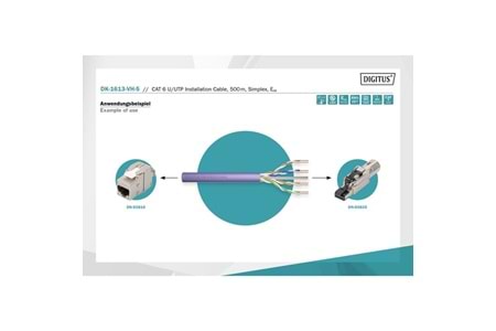DIGITUS CAT6 Utp 23AWG Gri 500m Makara Saf Bakır Kablo 0.50mm DK-1613-VH-5-GR