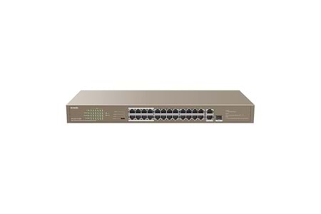 TENDA 24port 250w FULL PoE TEF1126P-24-250W 10/100/ 2x1000 1X SFP Yönetilemez Switch RackMount