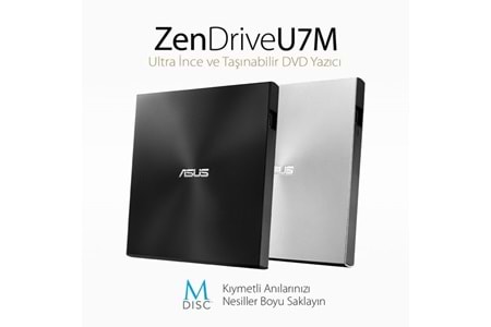 ASUS 8x ZENDRIVE SDRW-08U7M-U USB 2.0 Slim Harici DVD Yazıcı Siyah