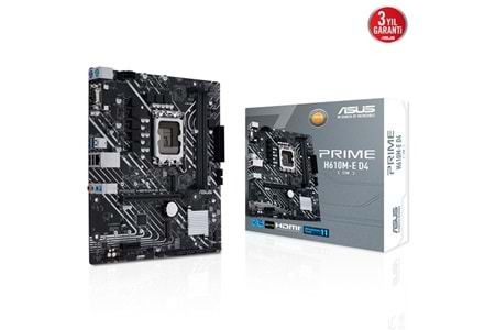 ASUS PRIME H610M-E/CSM D4 DDR4 M2 PCIe NVME HDMI DP PCIe 16X v4.0 1700p mATX Kurumsal Anakart