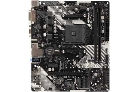 ASROCK B450M-HDV R4.0 DDR4 HDMI DVI PCIe 16X v4.0 AM4 mATX