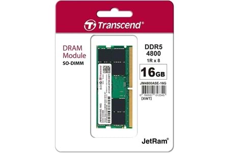 TRANSCEND 16GB DDR5 4800MHZ CL40 NOTEBOOK RAM VALUE JM4800ASE-16G