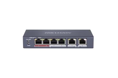 HIKVISION 4port 35w FULL PoE DS-3E0106P-E/M 10/100 2X-UPLINK Yönetilemez Switch