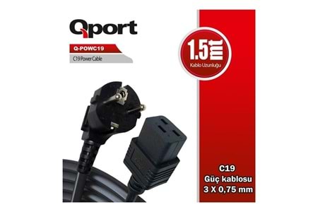 QPORT Q-POWC19 1.5 metre Power Kablosu