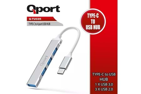 QPORT Q-TUC05 4port Type-C USB Çoklayıcı Hub