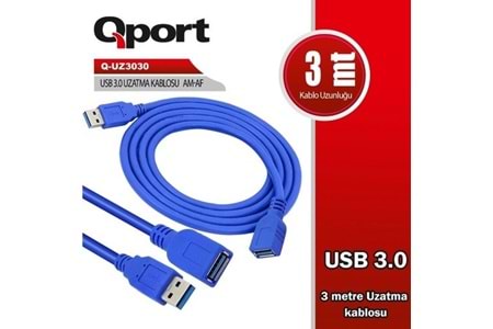 QPORT 5metre Q-UZ3050 USB 3.0 Uzatma Kablosu