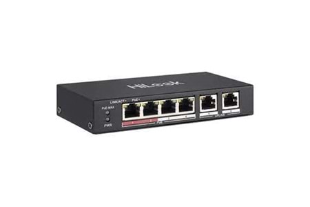 HILOOK 4port +2 UPLINK 60w FULL PoE NS-0106P-35(B) 10/100 Yönetilemez Switch Long Range 250Metre