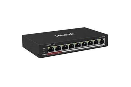 HILOOK 8port+2UPLINK 60w FULL PoE NS-0109P-60(B) 10/100 Yönetilemez Switch Long Range 250Metre