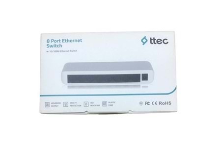 TTEC 8port 08100SW 10/100 Yönetilemez Switch Tak Çalıştır Plastik Kasa