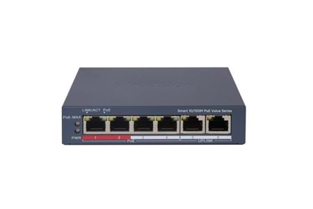 HIKVISION 4port 30w FULL PoE DS-3E1106P-EI/M 10/100 2-Uplınk Yönetilemez Switch Metal
