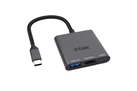 D-LINK DUB-C103 0.15metre TYPE-C - HDMI_USB 3.0 Çevirici Adaptör Gold 4K-60Hz/100W