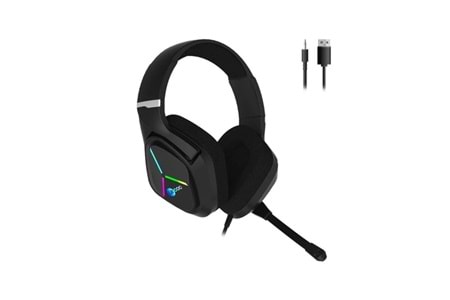 LENOVO LECOO HT406 Stereo USB 3.5mm Jack RGB Led Aydınlatma Siyah Gaming Mikrofonlu Kulaklık