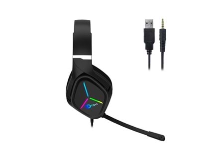 LENOVO LECOO HT406 Stereo USB 3.5mm Jack RGB Led Aydınlatma Siyah Gaming Mikrofonlu Kulaklık