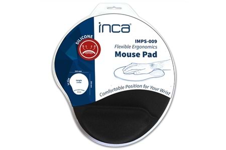 INCA IMPS-009 Bilek Destekli Jel Siyah Mouse Pad