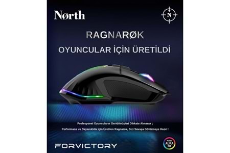 NORTH Ragnarok USB 12800dpi Gaming Siyah Mouse RGB