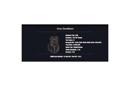 NORTH Ragnarok USB 12800dpi Gaming Siyah Mouse RGB