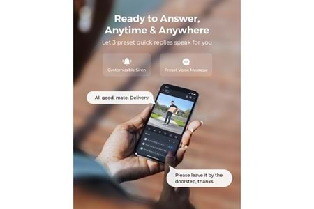 REOLINK 4MP WIFI Dorbell Bataryalı Kapı Zili PoE